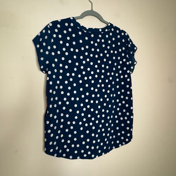 41 Hawthorn London Mixed Media Blouse Teal White Polka Dot Women’s M NWT - Picture 4 of 7